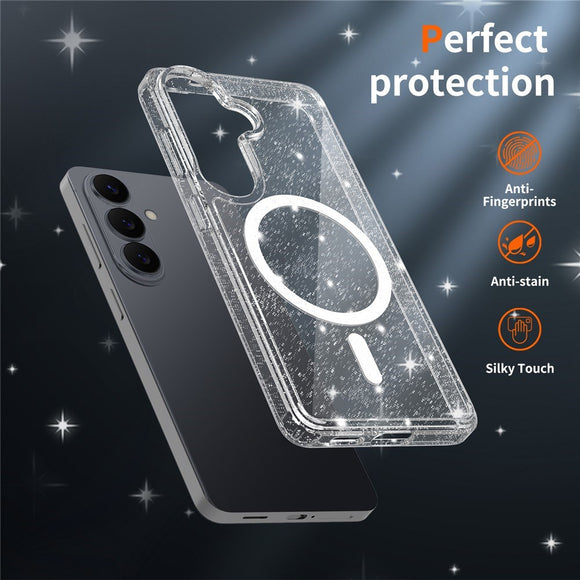 Samsung Galaxy S26 EIDERWOOD Magnetisk Plast Glitter Cover - MagSafe Kompatibel - Gennemsigtig