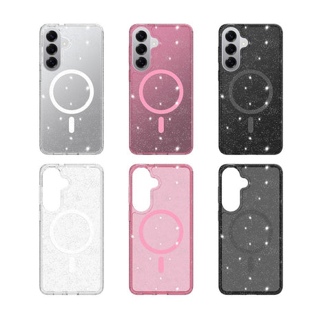 Samsung Galaxy S26+ (Plus) EIDERWOOD Magnetisk Plast Glitter Cover - MagSafe Kompatibel - Gennemsigtig / Lyserød