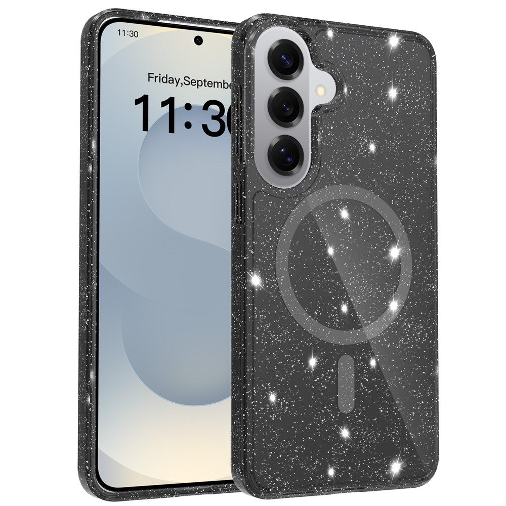 Samsung Galaxy S26+ (Plus) EIDERWOOD Magnetisk Plast Glitter Cover - MagSafe Kompatibel - Gennemsigtig / Sort