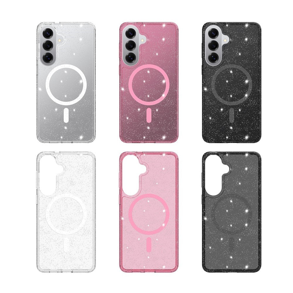 Samsung Galaxy S26+ (Plus) EIDERWOOD Magnetisk Plast Glitter Cover - MagSafe Kompatibel - Gennemsigtig / Sort