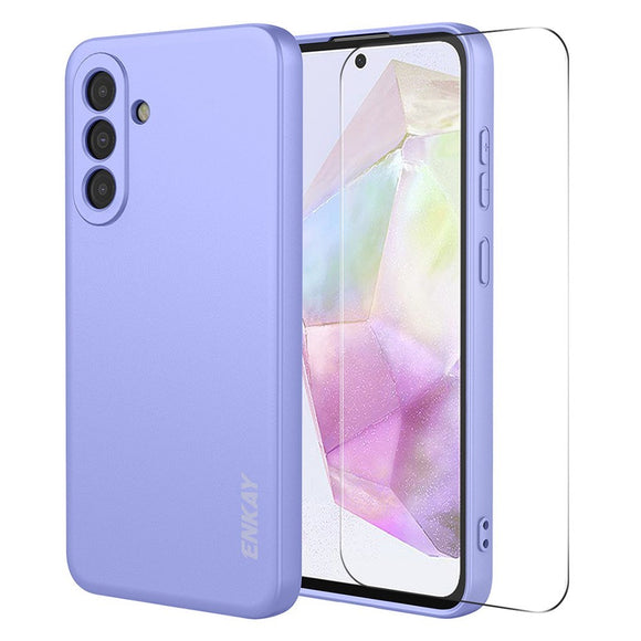 Samsung Galaxy A37 ENKAY Silikone Cover inkl. Skærmbeskyttelse - Lilla