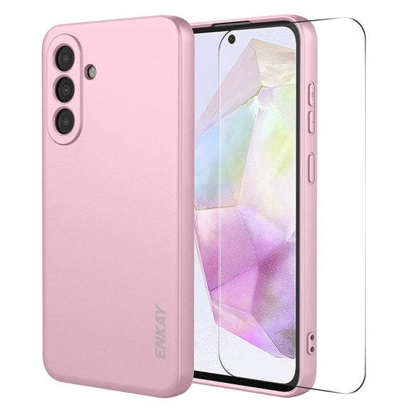 Samsung Galaxy A37 ENKAY Silikone Cover inkl. Skærmbeskyttelse - Lyserød
