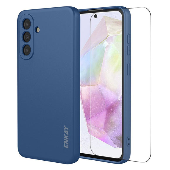 Samsung Galaxy A37 ENKAY Silikone Cover inkl. Skærmbeskyttelse - Blå
