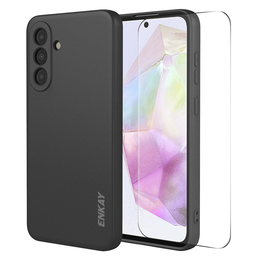 Samsung Galaxy A37 ENKAY Silikone Cover inkl. Skærmbeskyttelse - Sort