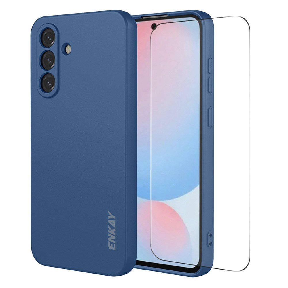 Samsung Galaxy A57 ENKAY Silikone Cover inkl. Skærmbeskyttelse - Blå