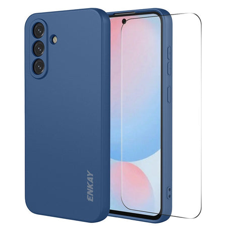 Samsung Galaxy A57 ENKAY Silikone Cover inkl. Skærmbeskyttelse - Blå