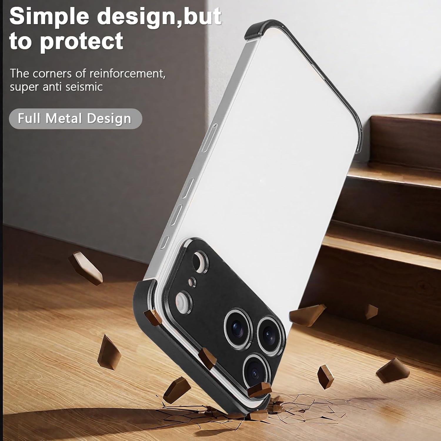 iPhone 17 Pro Todelt Bumper Cover m. Kamerabeskytter - Sort