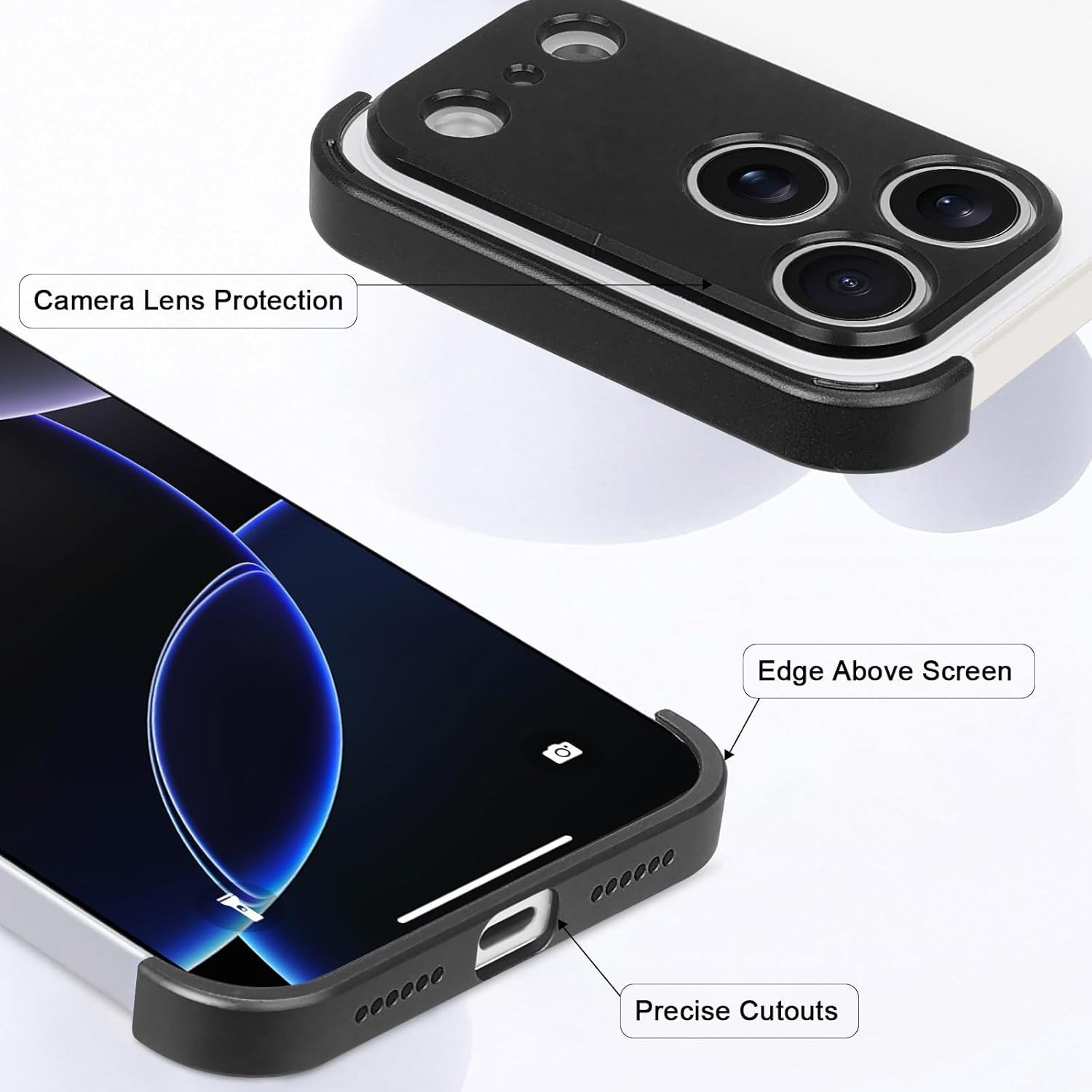 iPhone 17 Pro Todelt Bumper Cover m. Kamerabeskytter - Sort