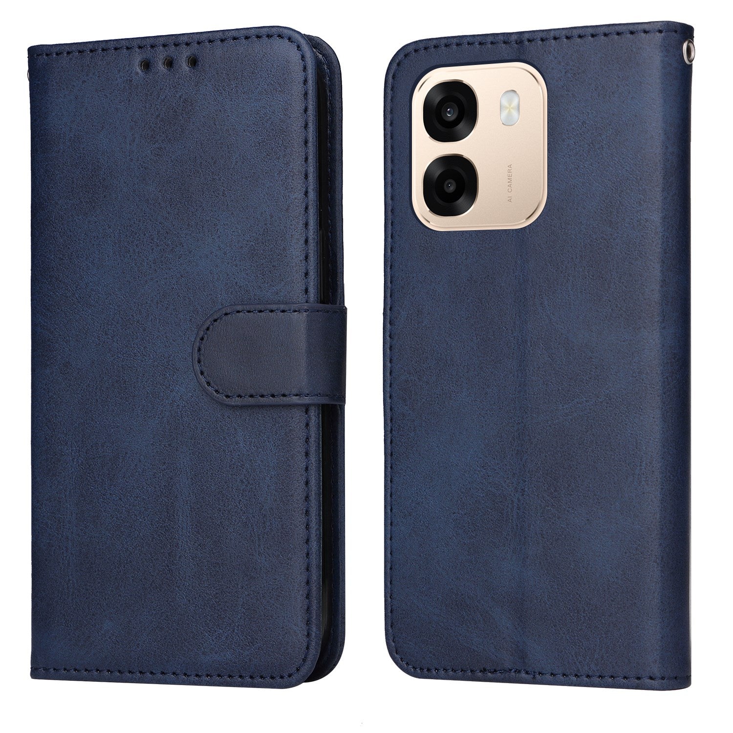 OPPO A6x EIDERWOOD Kunstlæder Flip Cover m. Kortholder & Ståfunktion - Blå