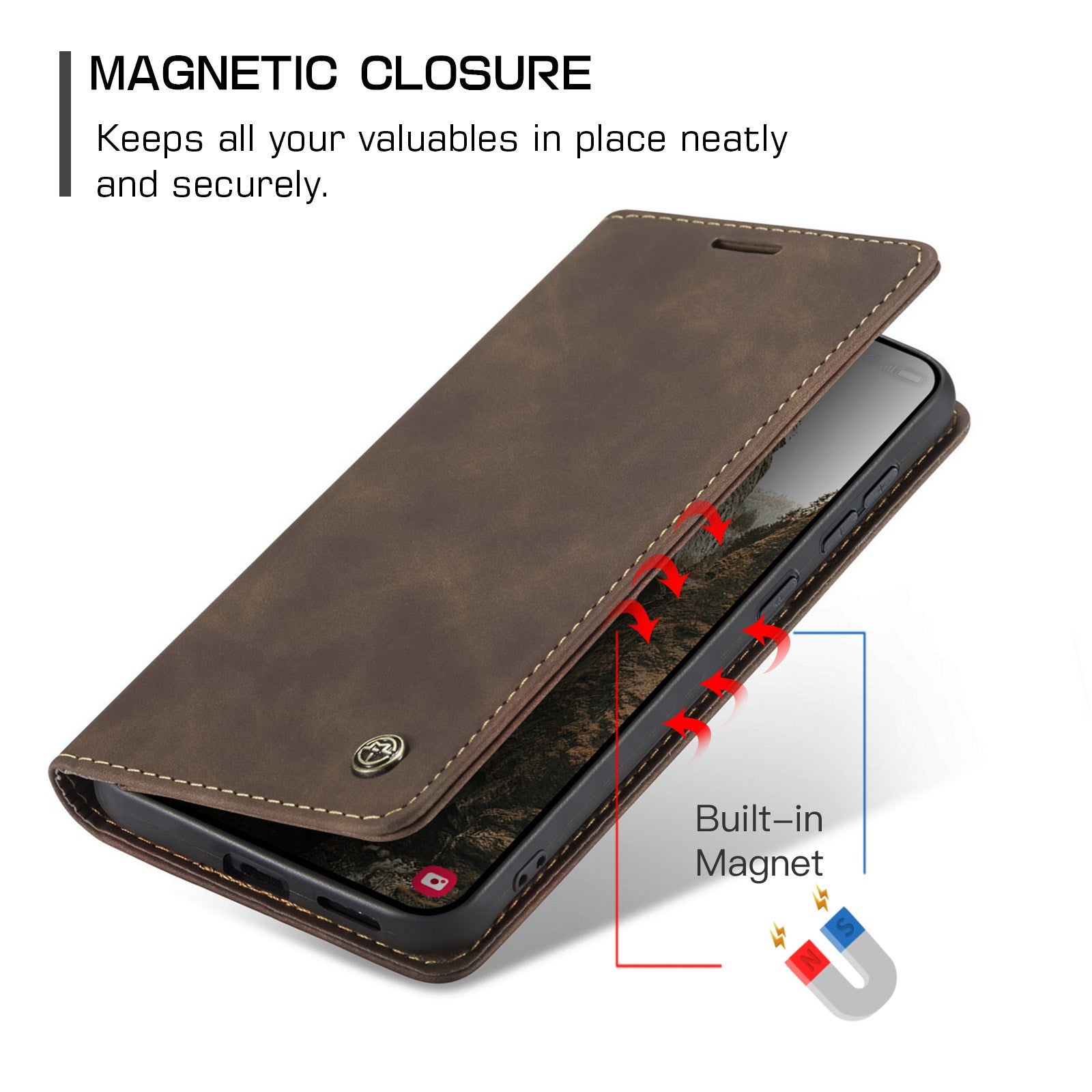 Samsung Galaxy S26 CASEME Kunstlæder Flip Cover m. Ståfunktion & Kortholder - Brun
