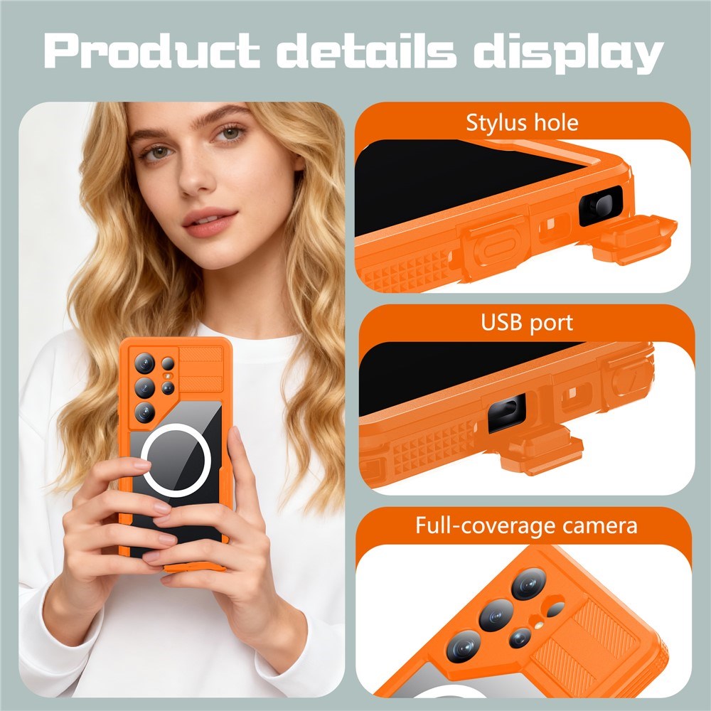 Samsung Galaxy S26 Ultra Redpebber Vandtæt Hybrid Plast Cover - MagSafe Kompatibel - Orange