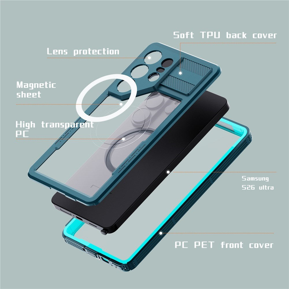 Samsung Galaxy S26 Ultra Redpebber Vandtæt Hybrid Plast Cover - MagSafe Kompatibel - Blå