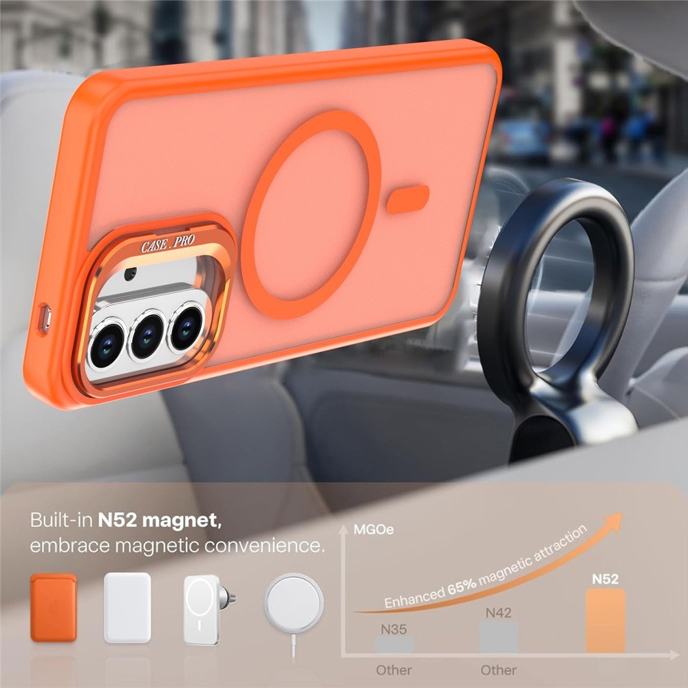 Samsung Galaxy A37 EIDERWOOD Hybrid Cover m. Kickstand - MagSafe Kompatibel - Orange