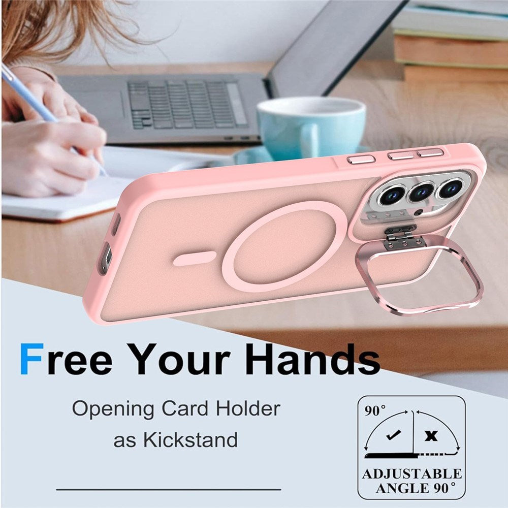 Samsung Galaxy A37 EIDERWOOD Hybrid Cover m. Kickstand - MagSafe Kompatibel - Lyserød