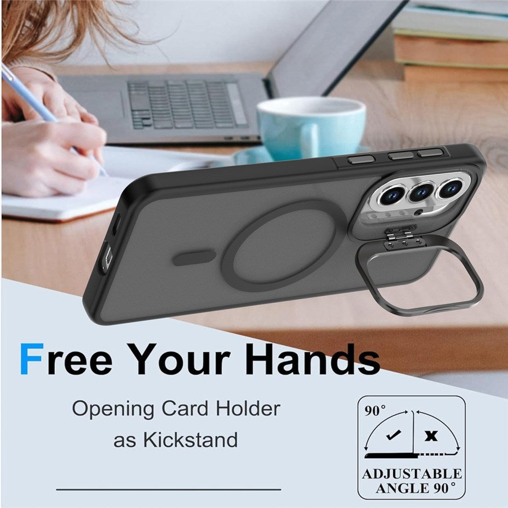 Samsung Galaxy A37 EIDERWOOD Hybrid Cover m. Kickstand - MagSafe Kompatibel - Sort