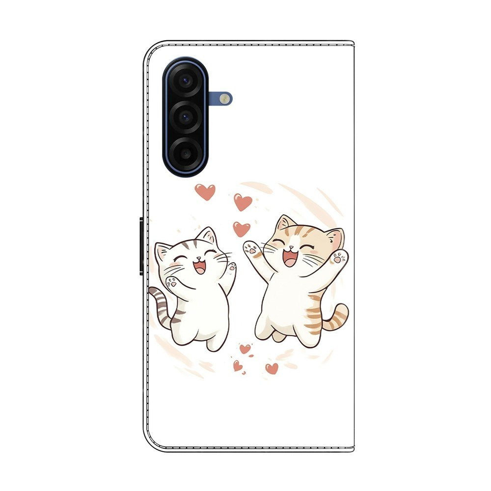 Samsung Galaxy A37 EIDERWOOD Kunstlæder Cover m. Indbygget Kortholder & Standerfunktion - Katte & Hjerter