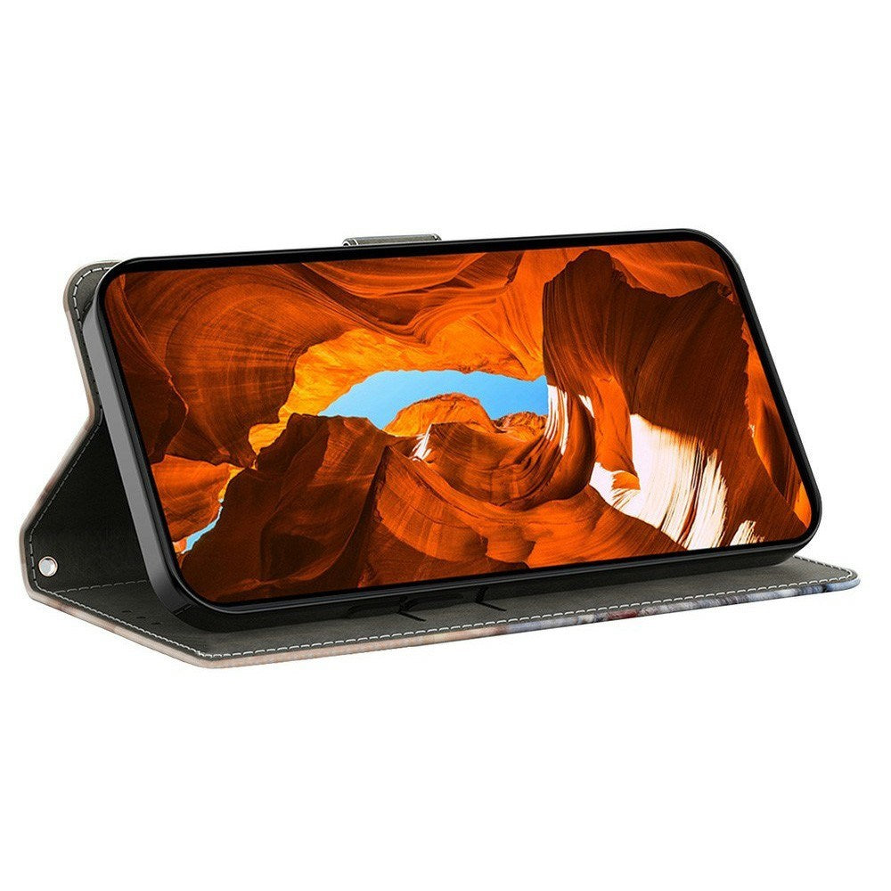 Samsung Galaxy A37 EIDERWOOD Kunstlæder Cover m. Indbygget Kortholder & Standerfunktion - Sort / Guld