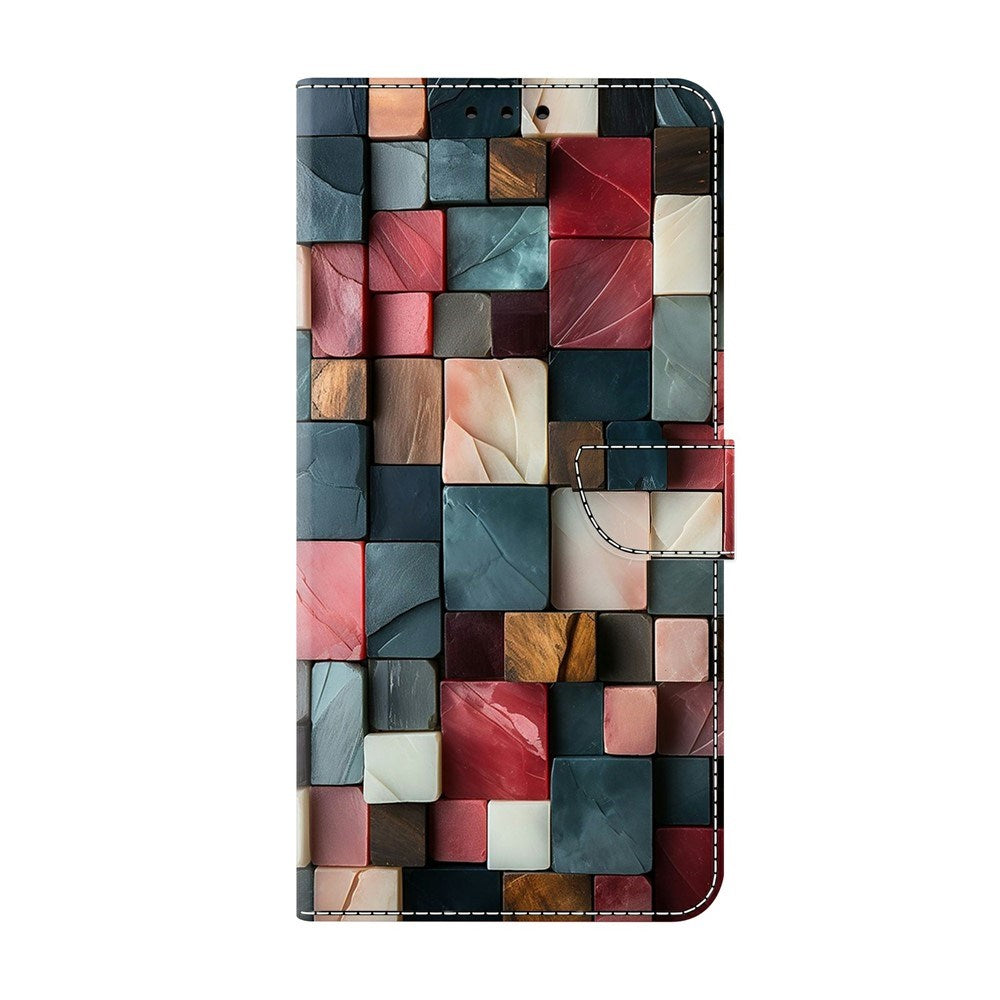 Samsung Galaxy A57 EIDERWOOD Kunstlæder Cover m. Indbygget Kortholder & Standerfunktion - Farverige Firkanter