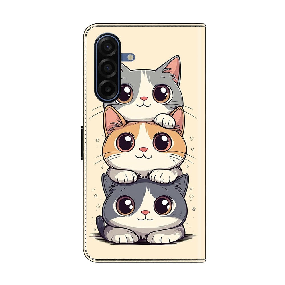 Samsung Galaxy A57 EIDERWOOD Kunstlæder Cover m. Indbygget Kortholder & Standerfunktion - Katte