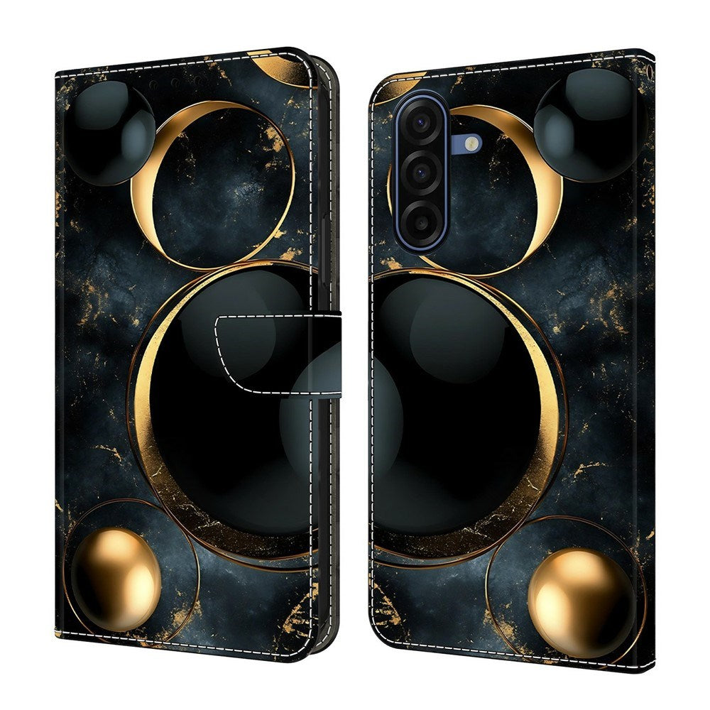 Samsung Galaxy A57 EIDERWOOD Kunstlæder Cover m. Indbygget Kortholder & Standerfunktion - Guldringe