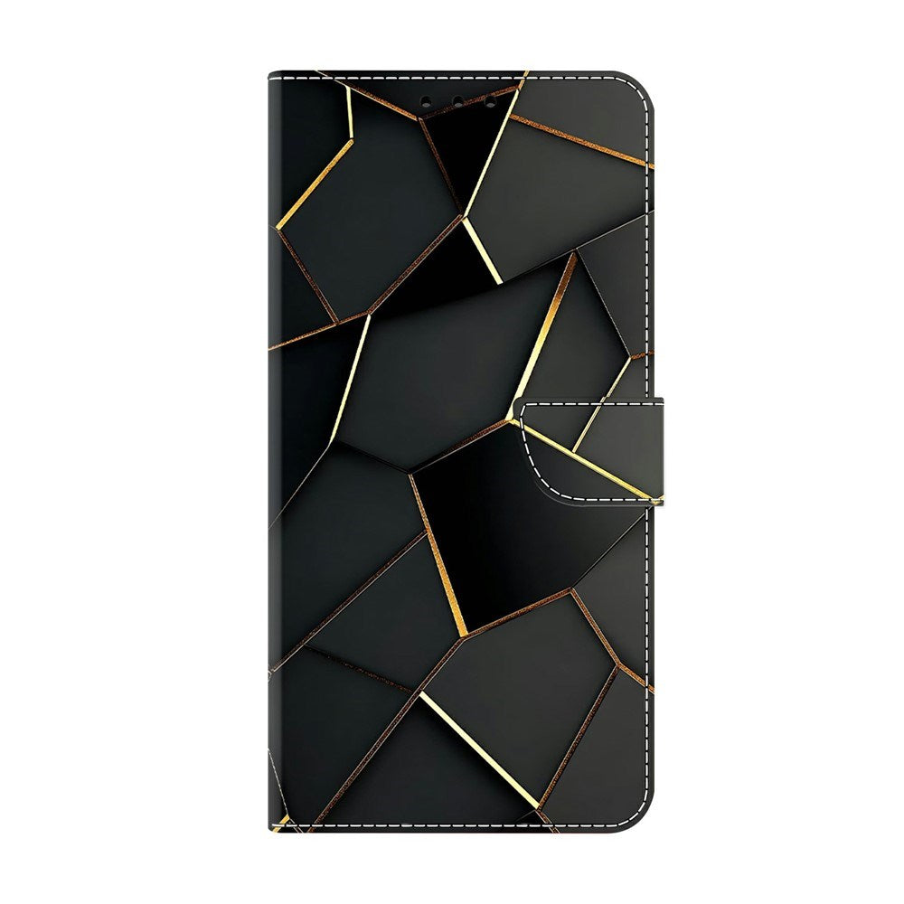 Samsung Galaxy A57 EIDERWOOD Kunstlæder Cover m. Indbygget Kortholder & Standerfunktion - Sort / Guld