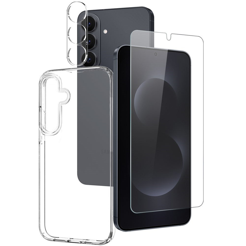Samsung Galaxy S26+ (Plus) NORTHJO 3-i-1 Beskyttelsessæt m. Fleksibelt Plastik Cover / Hærdet Skærmbeskyttelsesglas / Kameralinsebeskyttelsesglas - Gennemsigtig