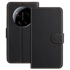 Xiaomi 17 Ultra EIDERWOOD Kunstlæder Flip Cover m. Kortholder & Ståfunktion - Sort
