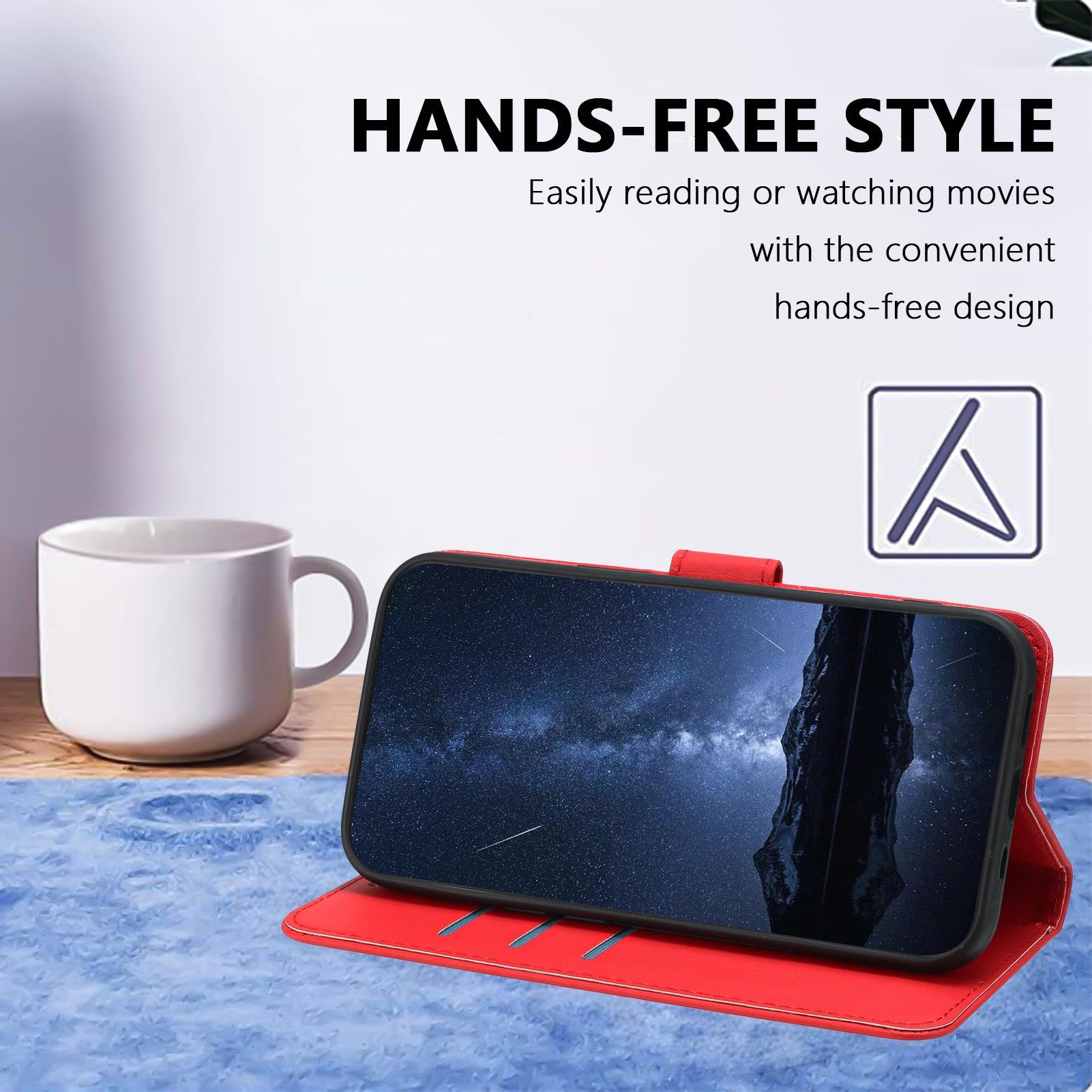 Xiaomi 17 Ultra EIDERWOOD Kunstlæder Flip Cover m. Kortholder & Ståfunktion - Rød