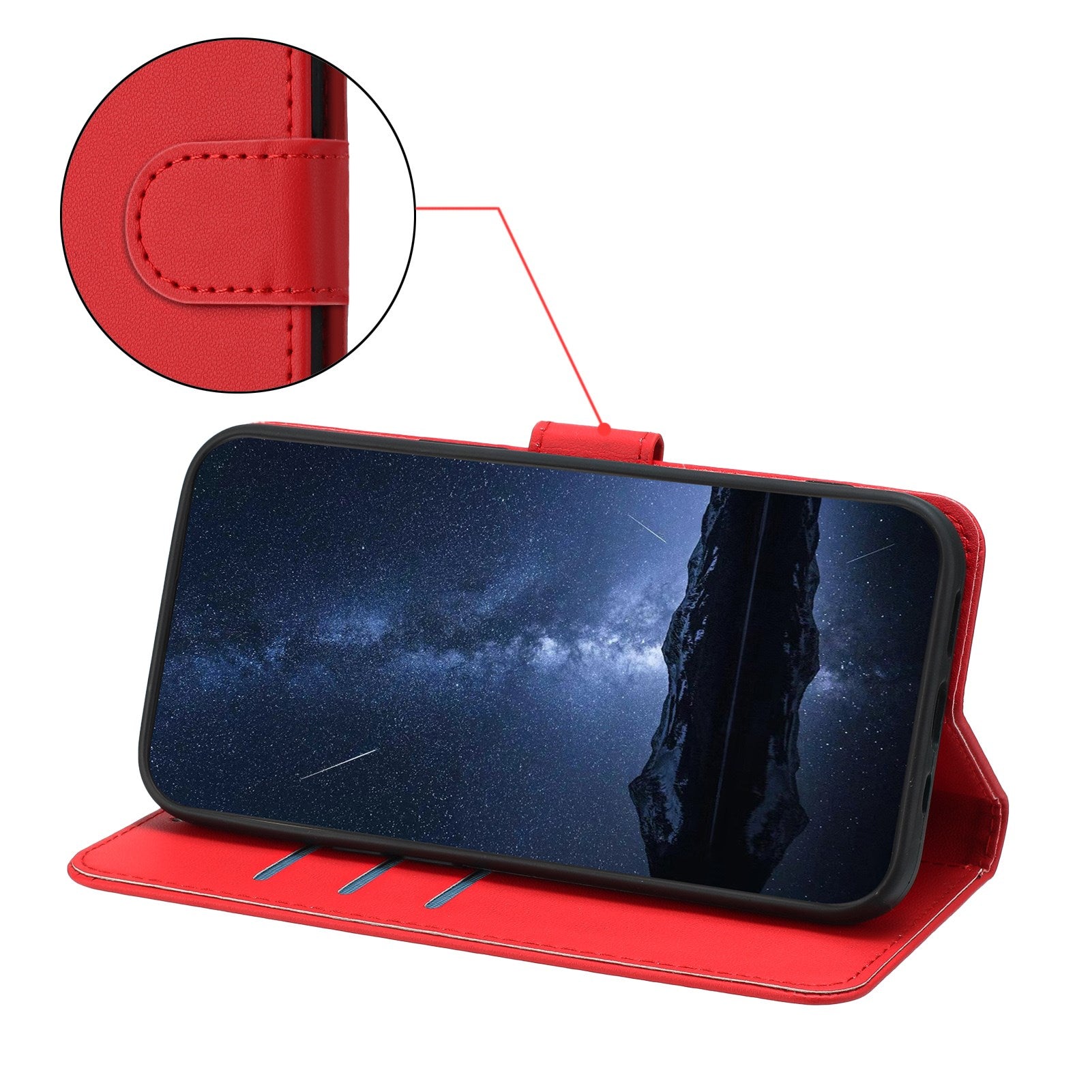 Xiaomi 17 Ultra EIDERWOOD Kunstlæder Flip Cover m. Kortholder & Ståfunktion - Rød