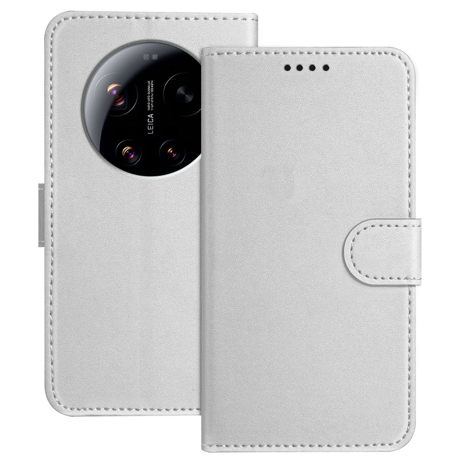 Xiaomi 17 Ultra EIDERWOOD Kunstlæder Flip Cover m. Kortholder & Ståfunktion - Sølv