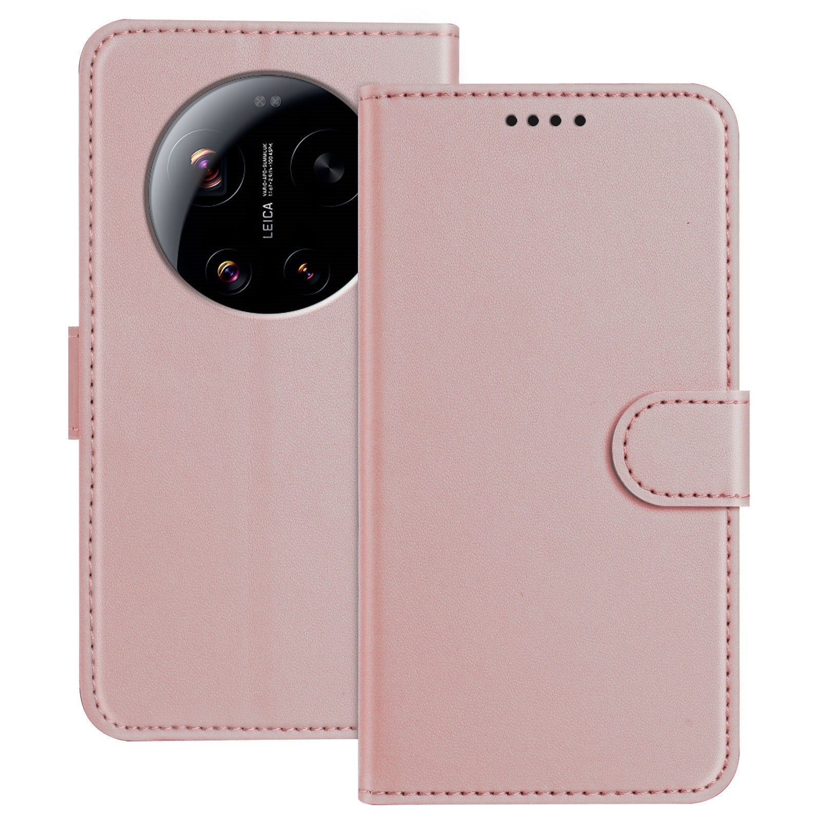 Xiaomi 17 Ultra EIDERWOOD Kunstlæder Flip Cover m. Kortholder & Ståfunktion - Rose Gold