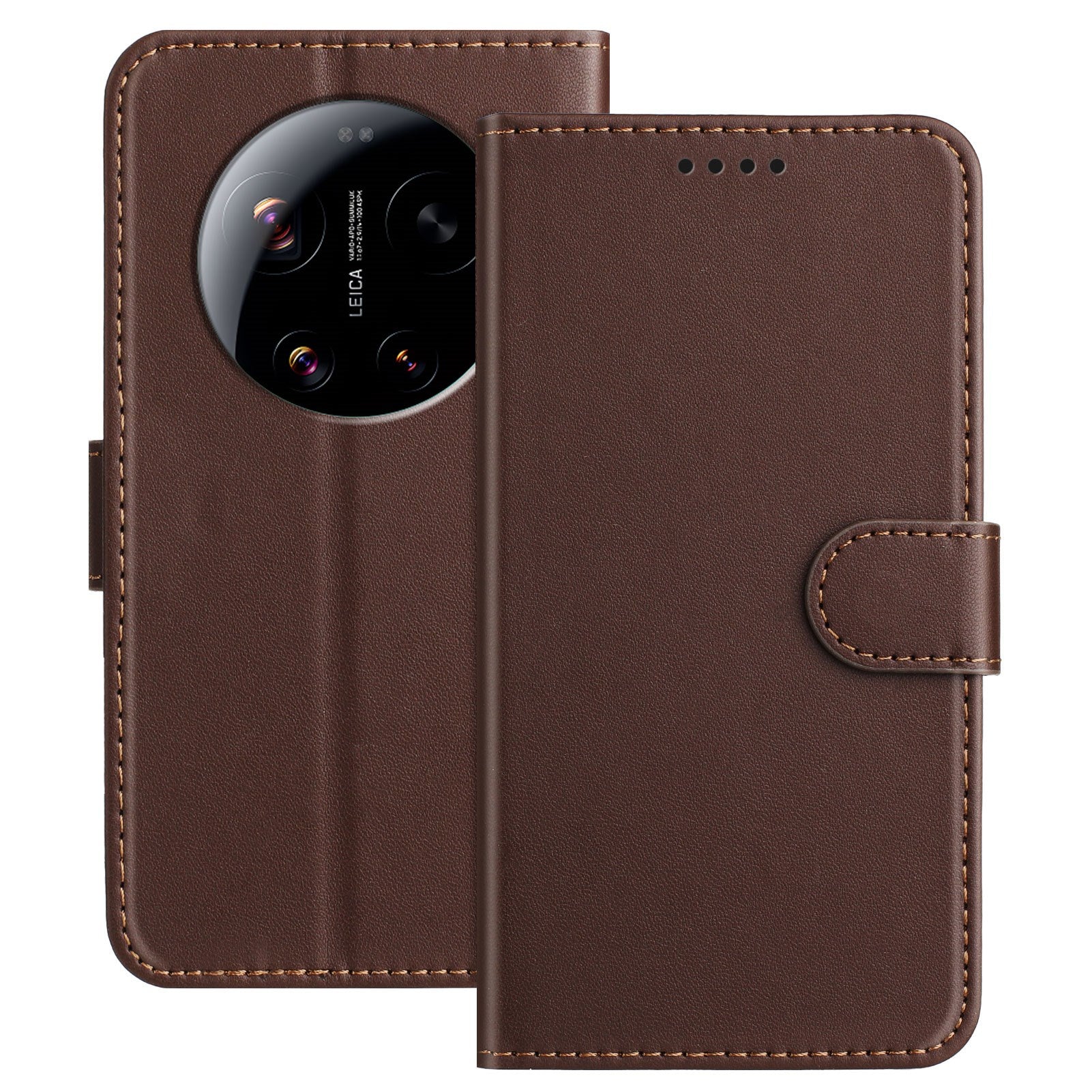Xiaomi 17 Ultra EIDERWOOD Kunstlæder Flip Cover m. Kortholder & Ståfunktion - Brun