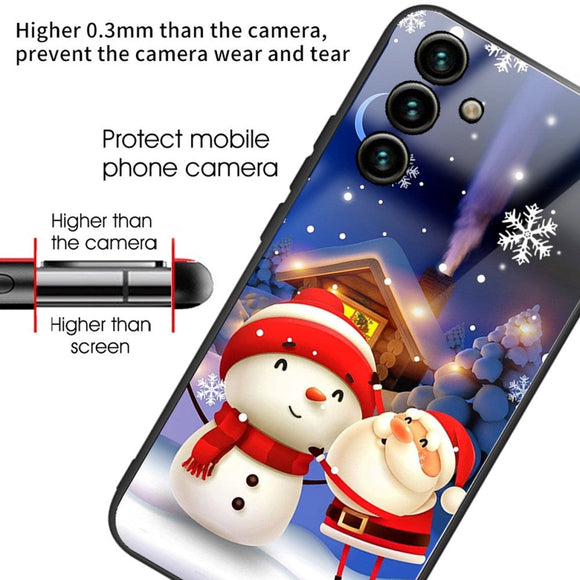 Samsung Galaxy A14 / A14 (5G) Jule Cover m. Glasbagside - Julemand og Snemand