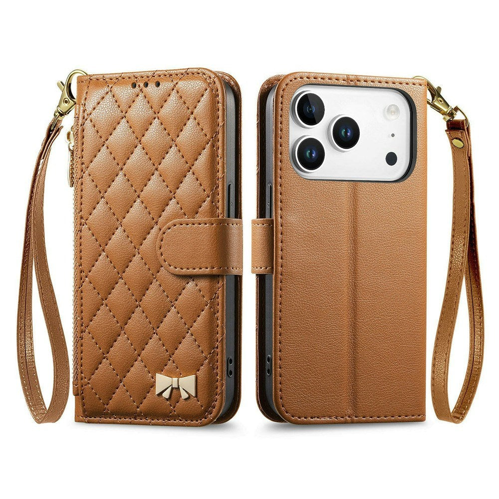 iPhone 18 Pro / 17 Pro EIDERWOOD Kunstlæder Flip Cover m. Tekstur & Strop - Brun