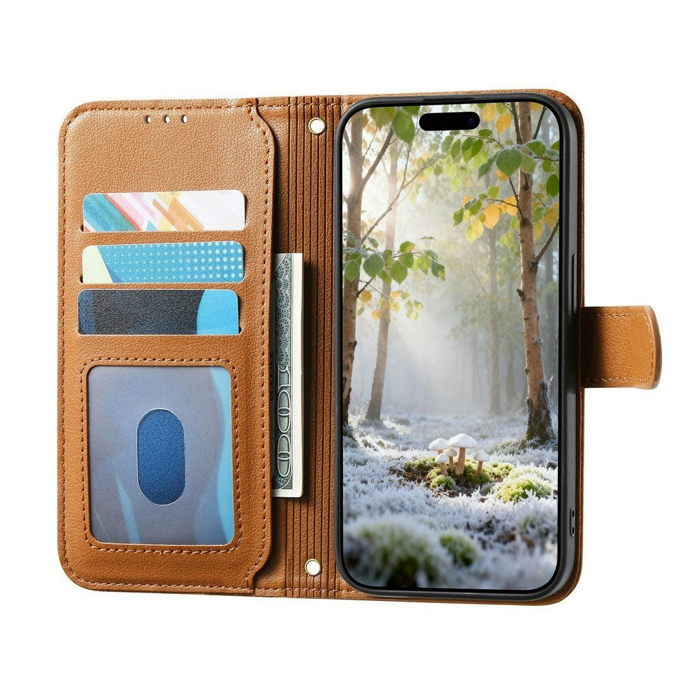 iPhone 18 Pro / 17 Pro EIDERWOOD Kunstlæder Flip Cover m. Tekstur & Strop - Brun