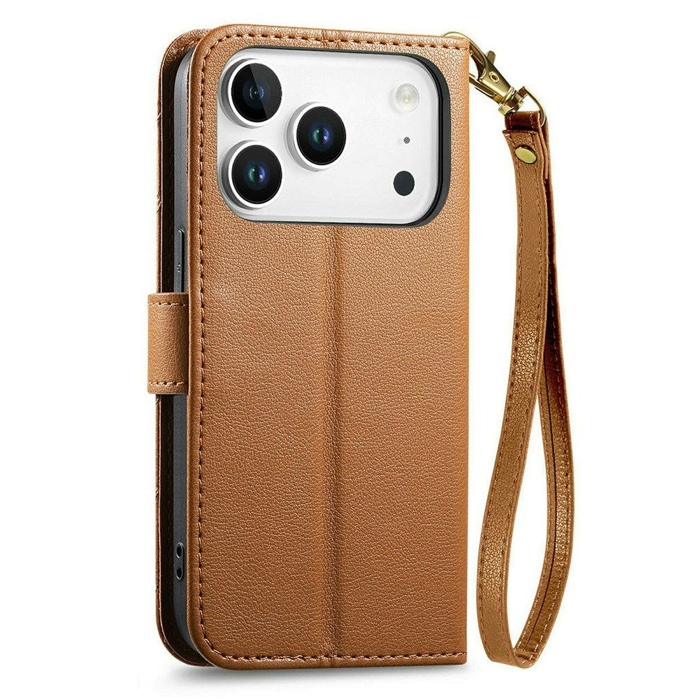 iPhone 18 Pro / 17 Pro EIDERWOOD Kunstlæder Flip Cover m. Tekstur & Strop - Brun