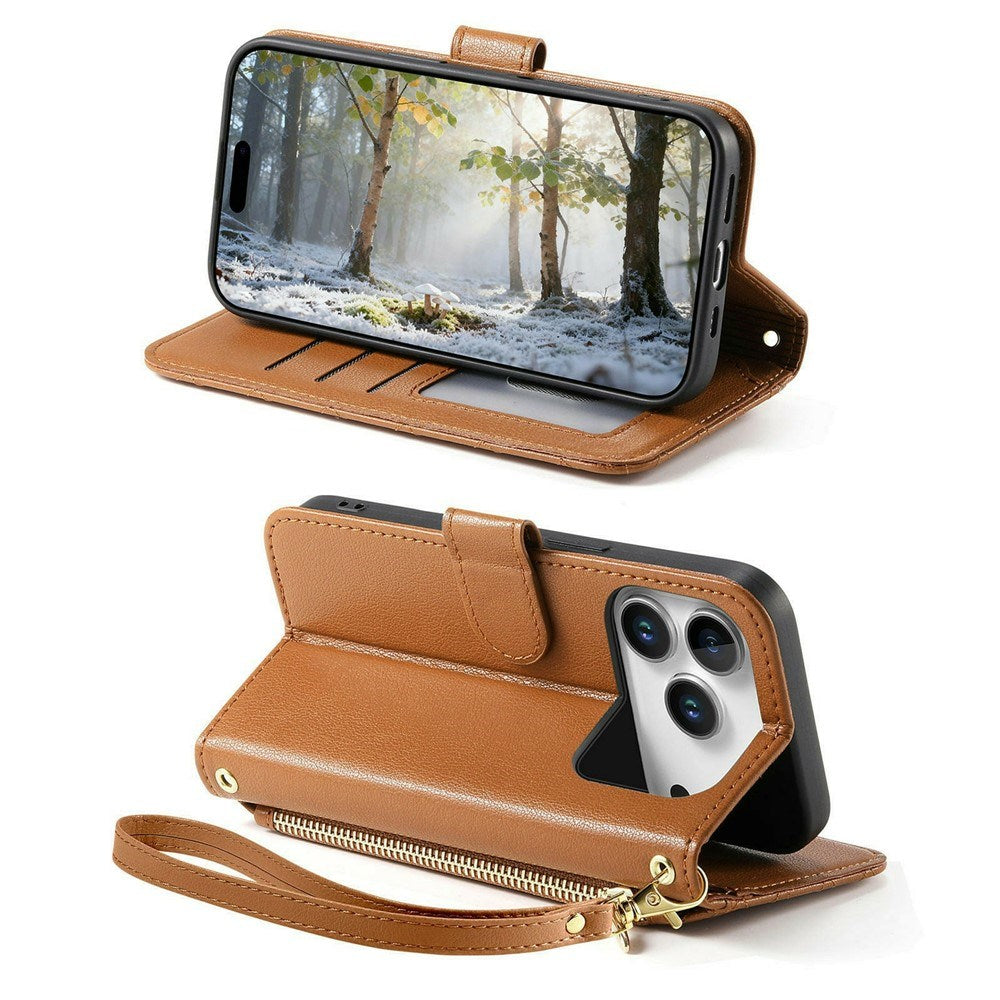 iPhone 18 Pro / 17 Pro EIDERWOOD Kunstlæder Flip Cover m. Tekstur & Strop - Brun