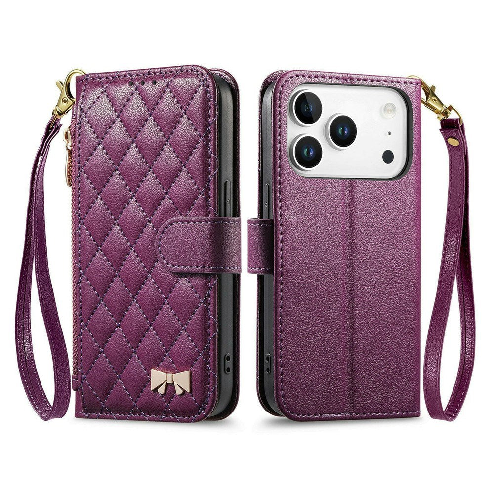 iPhone 18 Pro / 17 Pro EIDERWOOD Kunstlæder Flip Cover m. Tekstur & Strop - Lilla