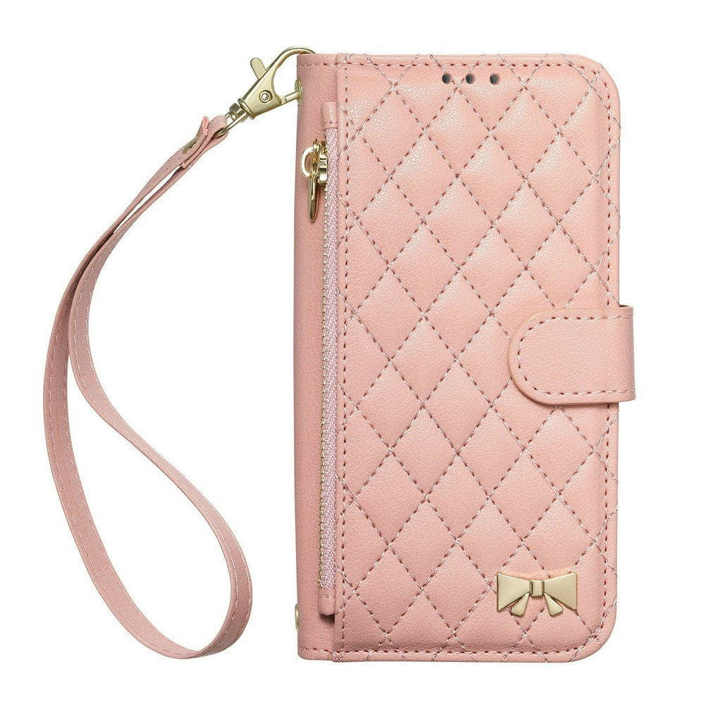 iPhone 18 Pro / 17 Pro EIDERWOOD Kunstlæder Flip Cover m. Tekstur & Strop - Lyserød