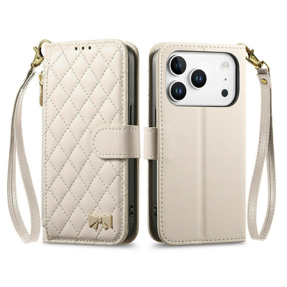iPhone 18 Pro / 17 Pro EIDERWOOD Kunstlæder Flip Cover m. Tekstur & Strop - Hvid
