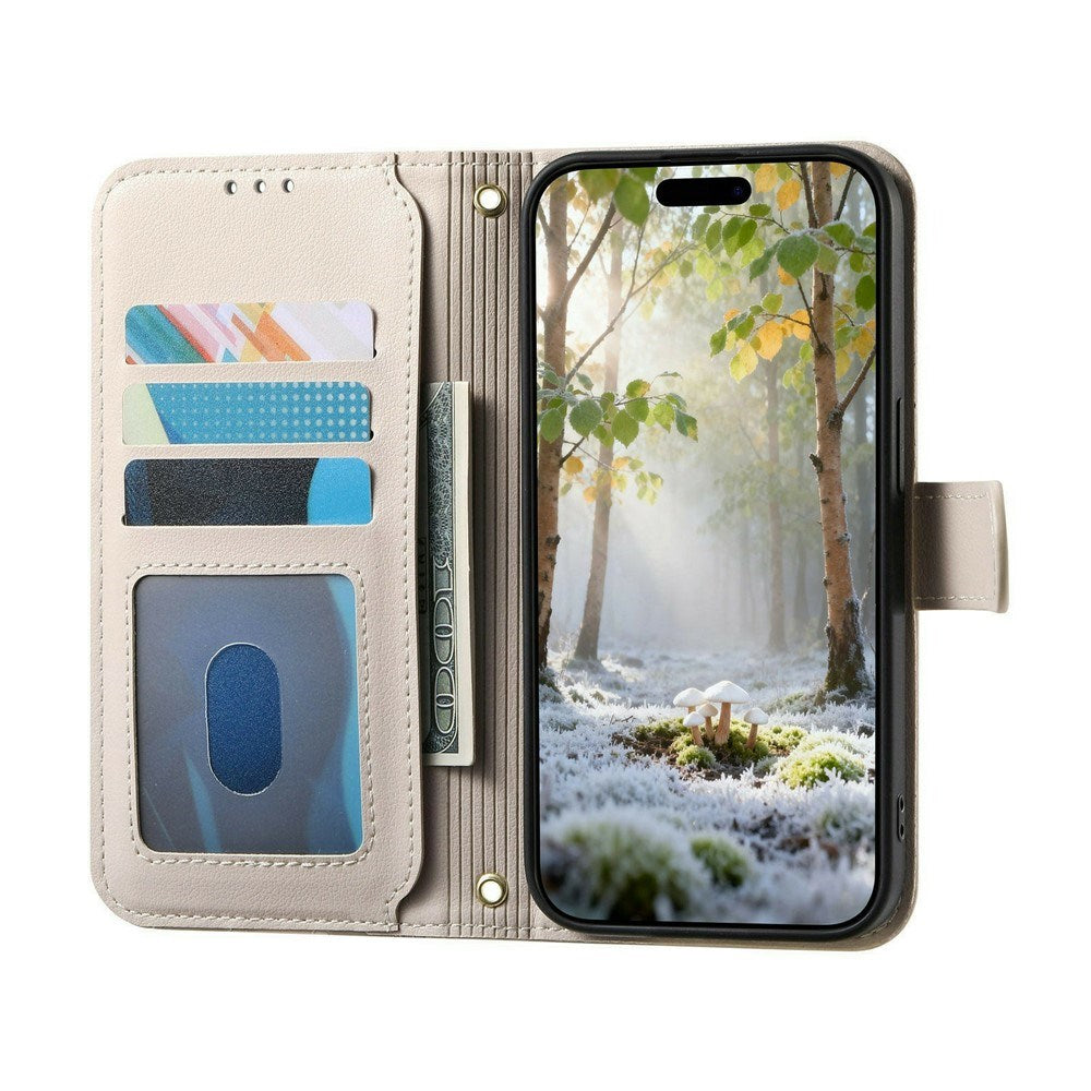 iPhone 18 Pro / 17 Pro EIDERWOOD Kunstlæder Flip Cover m. Tekstur & Strop - Hvid