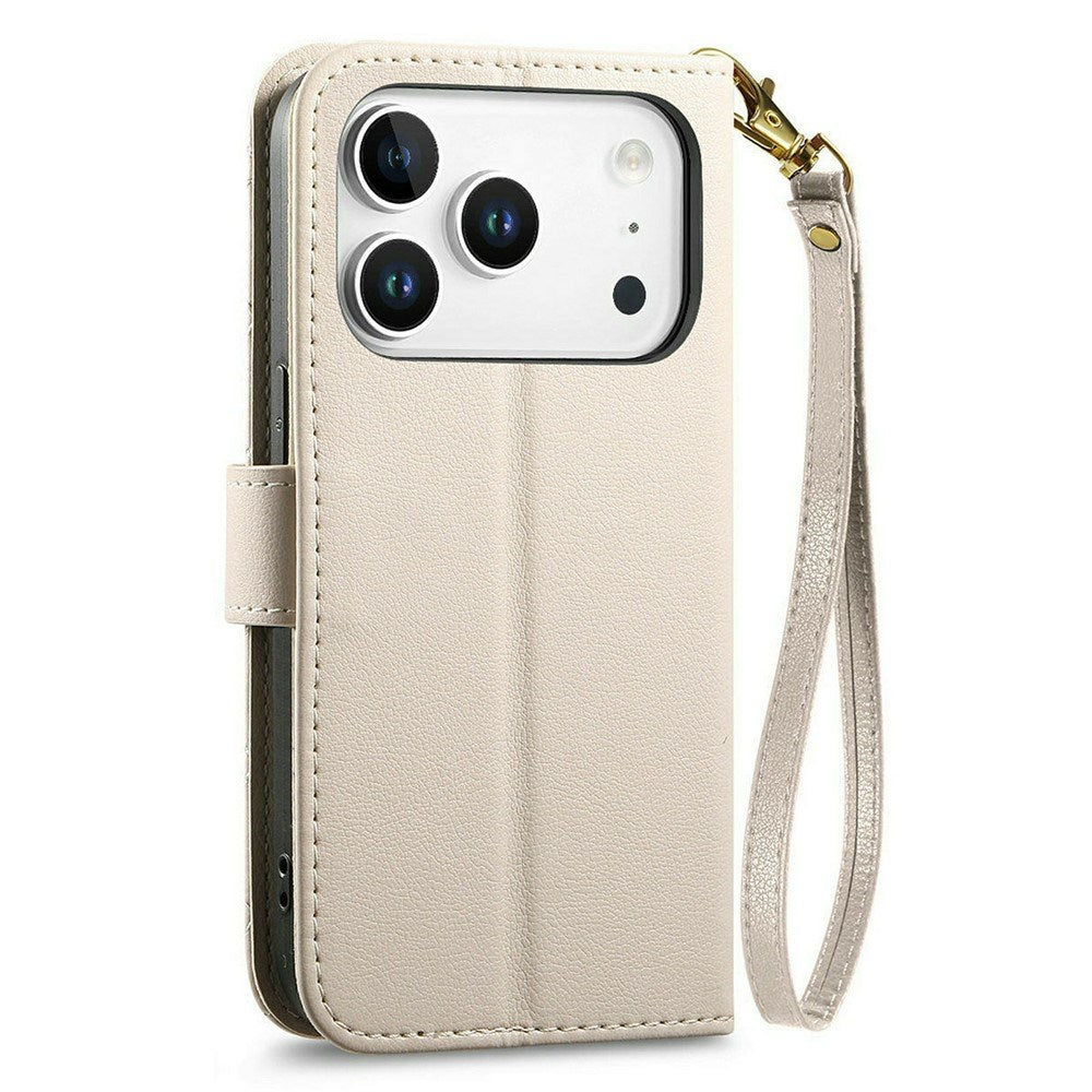iPhone 18 Pro / 17 Pro EIDERWOOD Kunstlæder Flip Cover m. Tekstur & Strop - Hvid