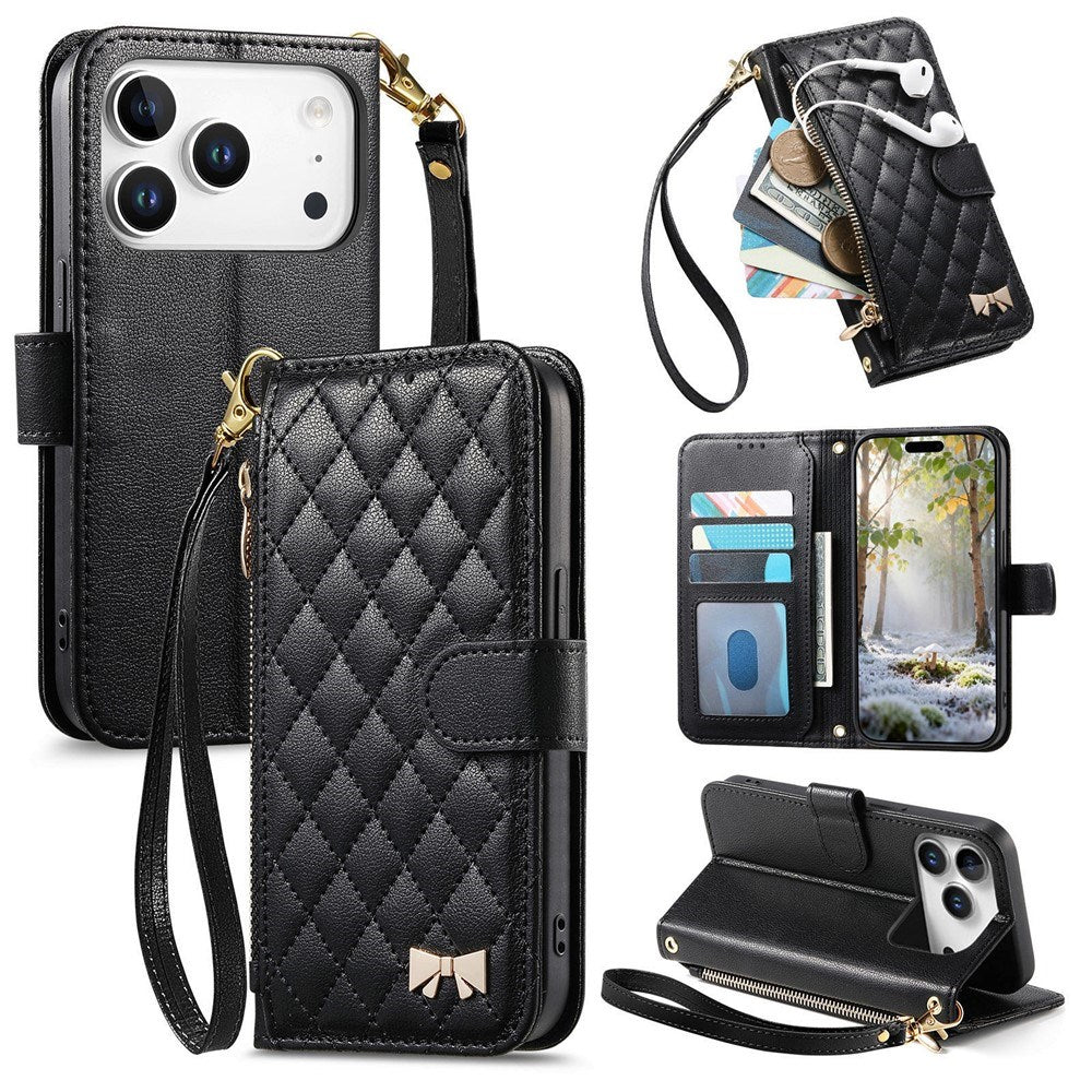 iPhone 18 Pro Max / 17 Pro Max EIDERWOOD Kunstlæder Flip Cover m. Tekstur & Strop - Sort