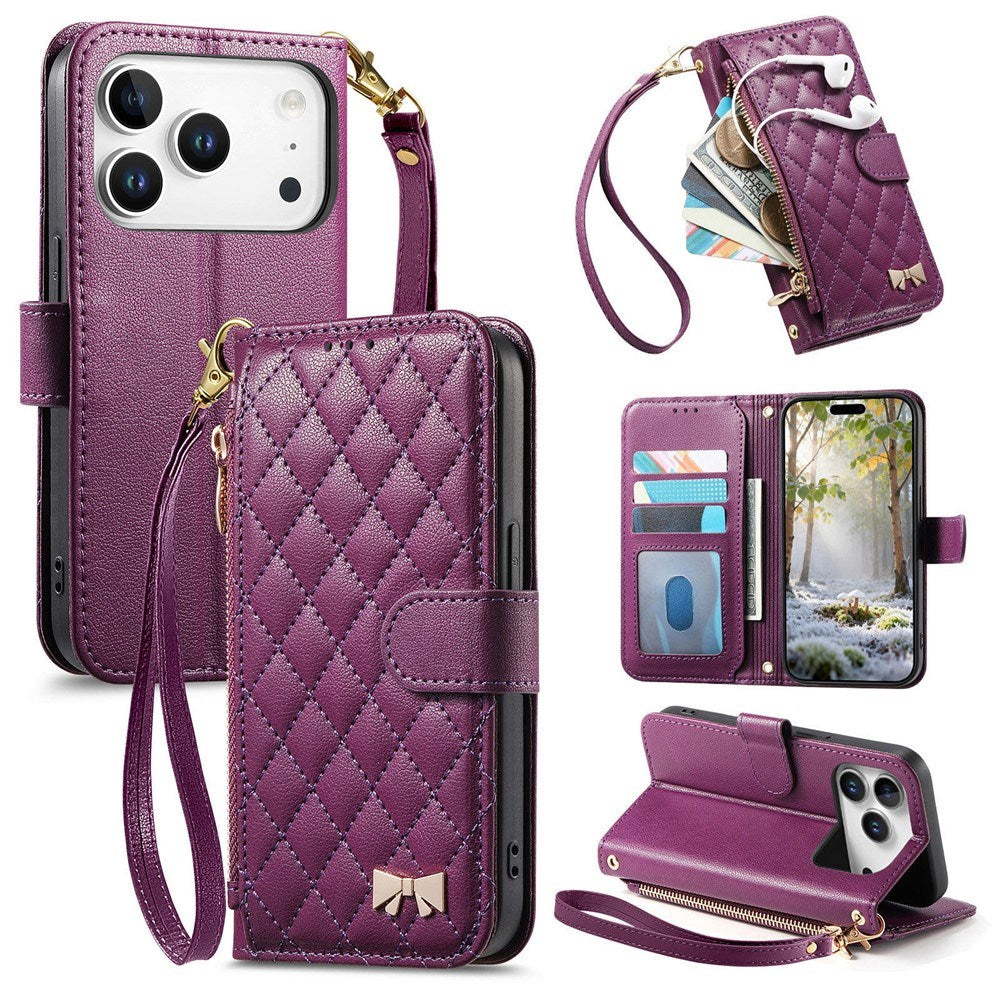 iPhone 18 Pro Max / 17 Pro Max EIDERWOOD Kunstlæder Flip Cover m. Tekstur & Strop - Lilla