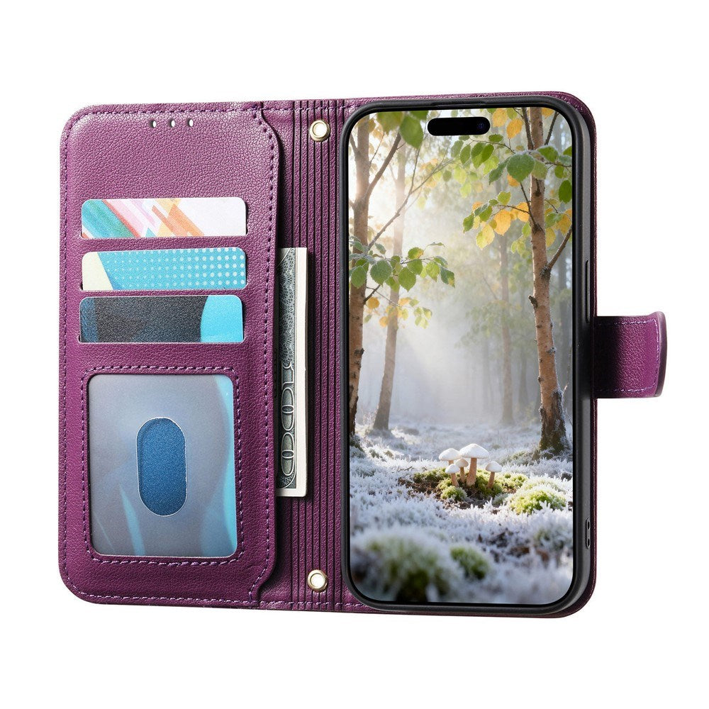 iPhone 18 Pro Max / 17 Pro Max EIDERWOOD Kunstlæder Flip Cover m. Tekstur & Strop - Lilla