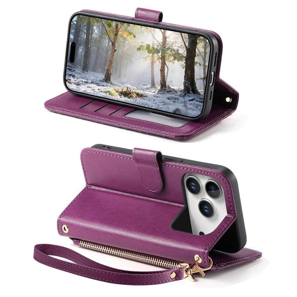 iPhone 18 Pro Max / 17 Pro Max EIDERWOOD Kunstlæder Flip Cover m. Tekstur & Strop - Lilla