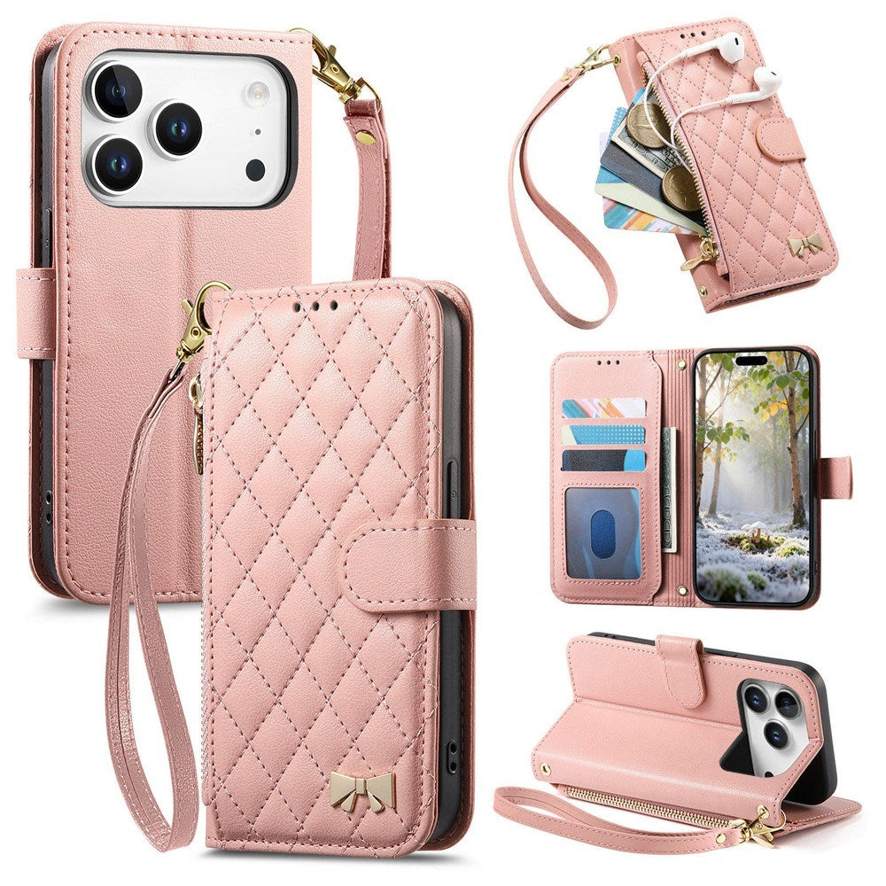 iPhone 18 Pro Max / 17 Pro Max EIDERWOOD Kunstlæder Flip Cover m. Tekstur & Strop - Lyserød