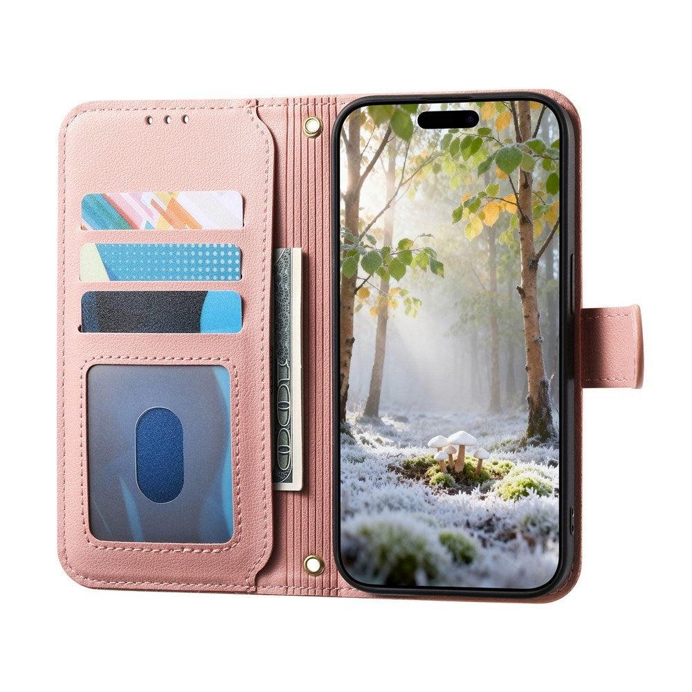 iPhone 18 Pro Max / 17 Pro Max EIDERWOOD Kunstlæder Flip Cover m. Tekstur & Strop - Lyserød