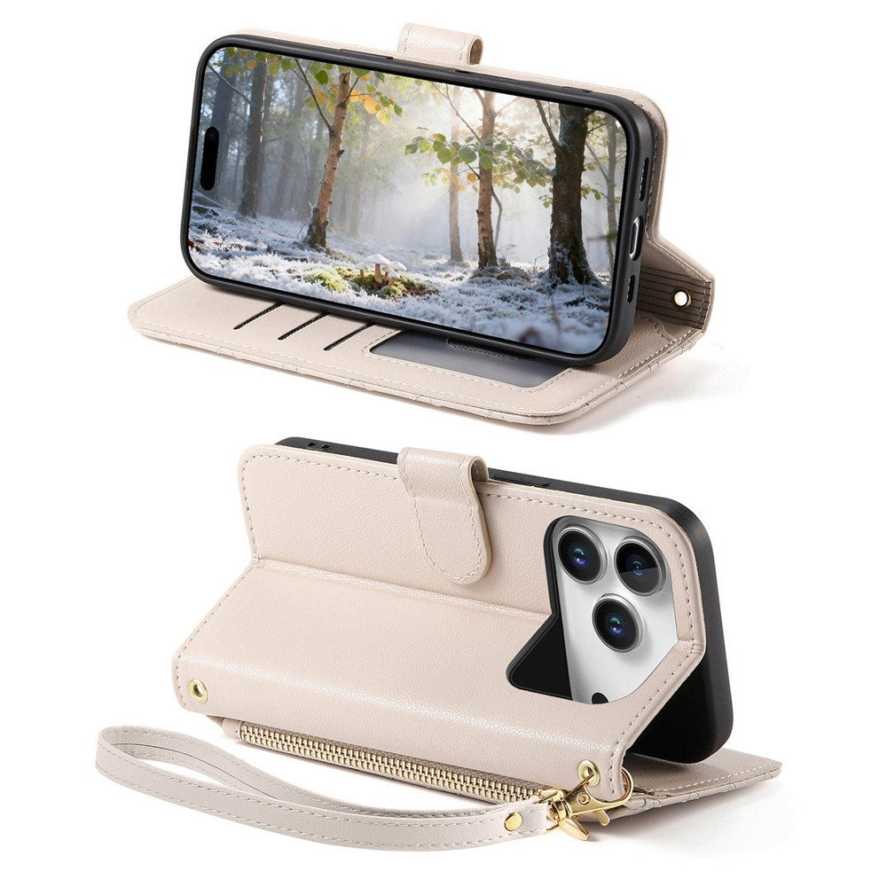 iPhone 18 Pro Max / 17 Pro Max EIDERWOOD Kunstlæder Flip Cover m. Tekstur & Strop - Hvid