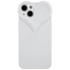 iPhone 14 Fleksibelt Plastik Cover 3D Hjerte - Hvid
